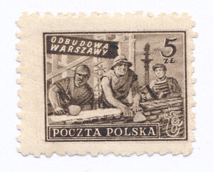 0513 a ciemnobrązowy papier cienki ZL 10¾ gwarancja czysty** Wydanie na odbudowę Warszawy