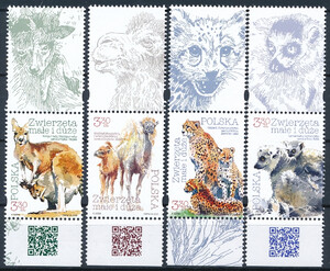 5060-5063 przywieszka 3 nad znaczkiem czyste** Zwierzęta małe i duże