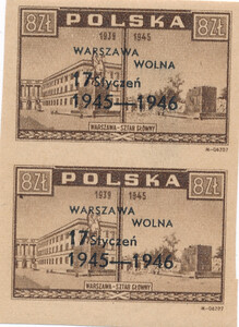392 B1 kropka po lewej stronie pod prostokątem w parce czysta** 1 rocznica wyzwolenia Warszawy