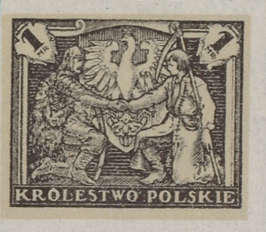 053 Projekt konkursowy barwa brązowa- Jan Ogórkiewicz Polskie Marki Pocztowe 1918 rok