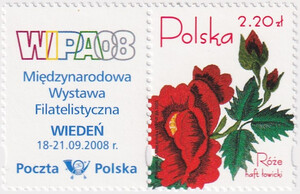 4047 z lewą przywieszką nadruk WIPA czysty** Róża w hafcie polskim