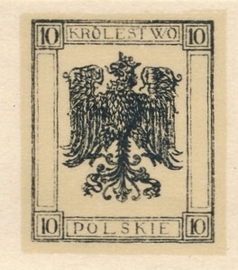 054 Projekt konkursowy barwa czarna- Lucjan Krongold Polskie Marki Pocztowe 1918 rok