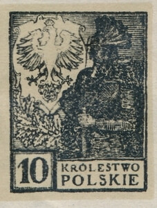 052 Projekt konkursowy barwa czarna- Jan Ogórkiewicz Polskie Marki Pocztowe 1918 rok