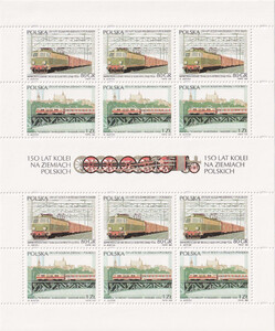 3395-3396 Arkusik lewy margines perforowany czyste** 150 lat kolei na ziemiach polskich