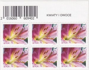 4703 nazwa emisji pasek (6) czysty** Kwiaty i owoce Lilia