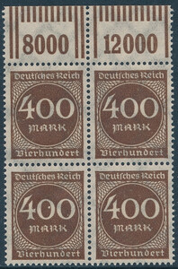 Deutsches Reich Mi.271 w czwórce margines 2'9'2 + 1'11'1 czyste**