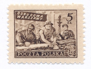 0513 b jasnobrązowy papier średni jednolity ZL 11¼:12 gwarancja czysty** Wydanie na odbudowę Warszawy