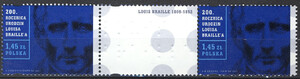 4257 znaczek-przywieszka-znaczek pasek poziomy czysty** 200 rocznica urodzin L.Braille'a