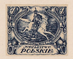 036 Projekt konkursowy barwa niebieska- M. Bystydzieński Polskie Marki Pocztowe 1918 rok