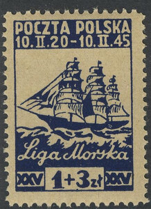368 a papier szarożółty średni gładki czysty** Liga Morska