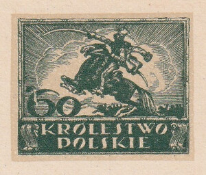 002 Projekt konkursowy barwa zielona- Edmund Bartłomiejczyk Polskie Marki Pocztowe 1918 rok