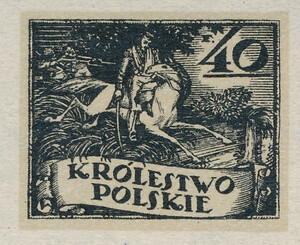 001 Projekt konkursowy barwa czarna- Edmund Bartłomiejczyk Polskie Marki Pocztowe 1918 rok