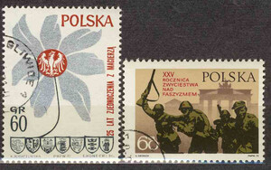 znaczki pocztowe 1857-1858 kasowane 25 rocznica zwycięstwa nad faszyzmem i zjednoczenia Ziem Zachodnich i Północnych