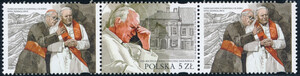 5055 znaczek z dwoma przywieszkami pasek poziomy czysty** 100 rocznica urodzin Świętego Jana Pawła II