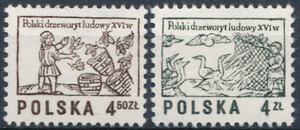 2390-2391 czyste** Polski drzeworyt ludowy XVI w.