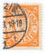 WMG 187 z czerwonopomarańczowy kasowany Wydanie obiegowe. Herb Gdańska w owalu